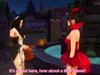 Lesbians eating out and fingering each others pussy - Halloween - sims 4 - 3D animation