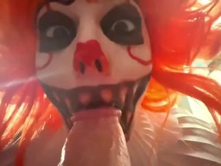 Cosplay Halloween Pennywise Clown Deepthroat Blowjob POV