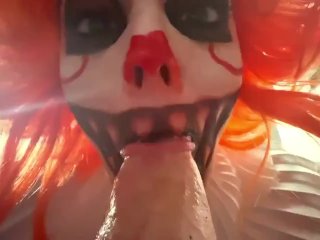Cosplay Halloween Pennywise Clown Deepthroat Blowjob POV