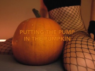 Halloween Special - Trans girl puts a pump in a pumpkin like a good slut