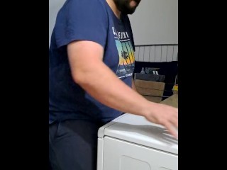 sexy bearded guy impregnates the dishwasher by rubbing his cock on her