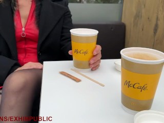 Exhibition and real sex at MC Donald's fas food restaurant