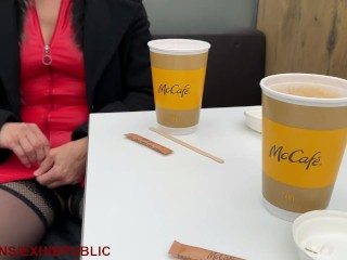 Exhibition and real sex at MC Donald's fas food restaurant