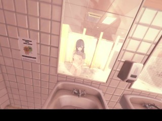 3D/Anime/Hentai, Bunny Senpai: Adult Mai Sakurajima Fingers Herself In the Public Bathroom (POV)