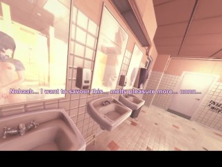 3D/Anime/Hentai, Bunny Senpai: Adult Mai Sakurajima Fingers Herself In the Public Bathroom (POV)