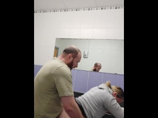 Public fuck in shopping centre bathroom