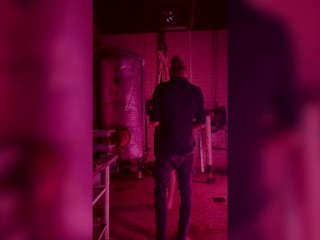 Slut beeing dressed up mid session for a break and a cigarette