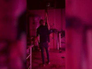 Slut beeing dressed up mid session for a break and a cigarette