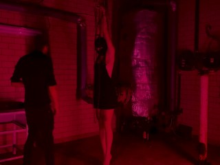 Slut beeing dressed up mid session for a break and a cigarette