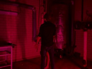 Slut beeing dressed up mid session for a break and a cigarette