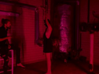 Slut beeing dressed up mid session for a break and a cigarette