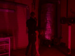 Submissive slut hard spanking hanging in slaughter house