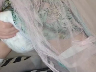 Diaper Sissy Fucks a Pillow And Jerks off In Her Tutu Dress