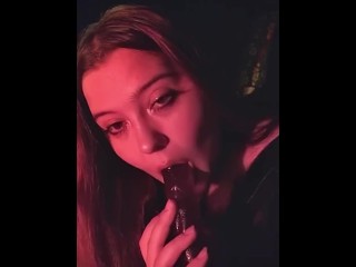 A student sucks a huge dick instead of studying