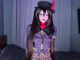 My stepsis let me fuck her in Hu Tao cosplay and cum on her feet