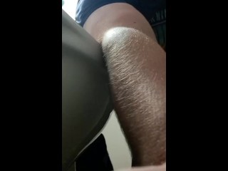 big dick bearded guy peeing in the toilet