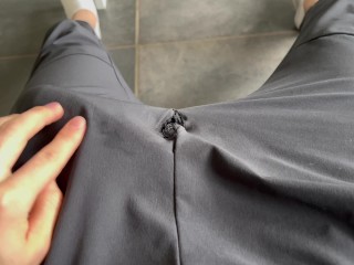 Oh Oh, Hole In Pants Exposed My Huge Cock