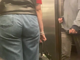 I meet MY NEIGHBOR in the elevator, fuck her and give her milk in the face.