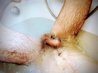 RARE CUMSHOT Video!! Handsfree Load under drizzling Shower Rain!! Rare!!