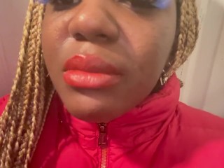 Red Lipstick Fetish - Sexy Stoner Alliyah Alecia 💨 Smokes A Cigarette Outside In Cold Winter Season
