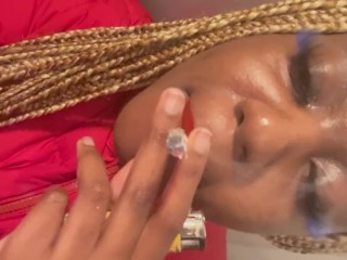 Red Lipstick Fetish - Sexy Stoner Alliyah Alecia 💨 Smokes A Cigarette Outside In Cold Winter Season