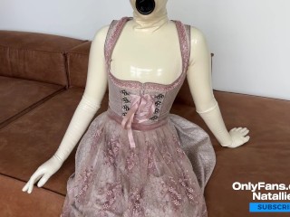 Rubber doll Natallie sucking dick in Latex condom suit - OnlyFans video