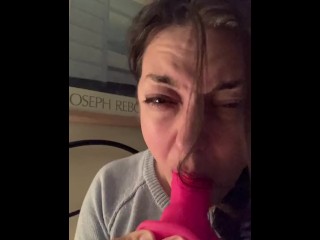 Bambi practices deepthroat skillz