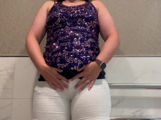 Fingering my pussy in a public cruise ship restroom FULL VIDS ON MY ONLYFANS