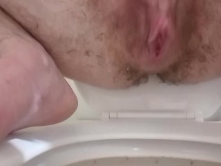 Masterbating and squirting into the toilet