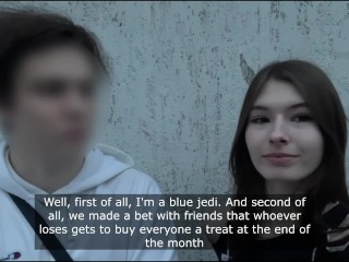Sexy girl brought an stranger guy to orgasm so that he went to the dark side in no nut november...
