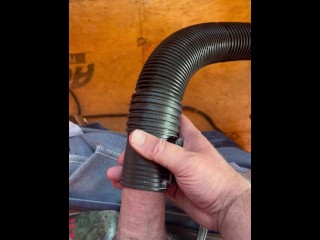 Using a worksite shop vac to give myself a blowjob
