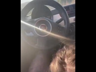 HORNY brunette couldn't wait to be home and SUCKS my DICK in the CAR