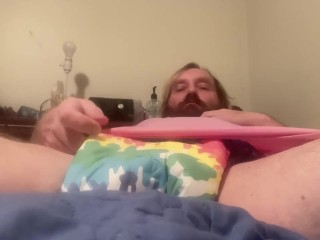 ABDL Adult Baby Plays with Lovense Ridge Toy In Tie Dye Diaper LittleForBig Golden Shower POV HD