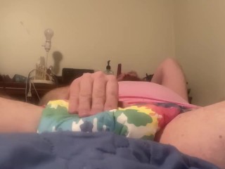 ABDL Adult Baby Plays with Lovense Ridge Toy In Tie Dye Diaper LittleForBig Golden Shower POV HD