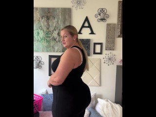 Curvy Thick Blonde Trying on Leggings Haul