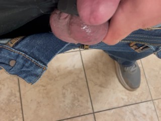 EDGED cock Shoots and drips PRECUM in Dr Office BATHROOM. DAY 39 Extended NNN