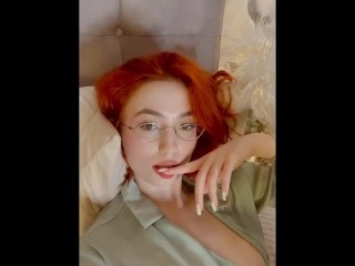 Red head playing with her nipples and teasing her boobs, scarlet video