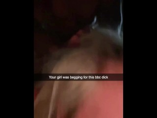 Cheating GF Sends Snapchats to her BF getting Creampied