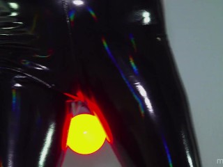 Watch my holographic leggings in colorful lights