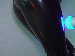 Watch my holographic leggings in colorful lights