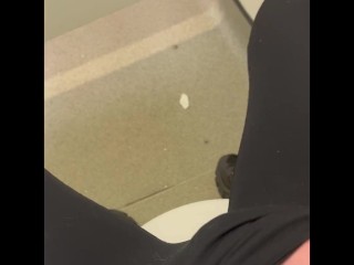 Teen girl desperately holding pee in school then pissing and cumming in the toilets