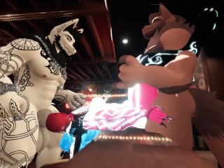 2 buff Furrys fuck a lone Girl at bar