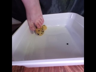 Mango Boba Tea Slime (feet squishing ASMR)