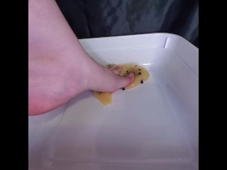 Mango Boba Tea Slime (feet squishing ASMR)