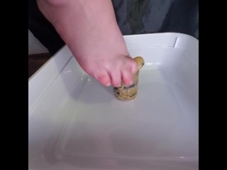 Mango Boba Tea Slime (feet squishing ASMR)