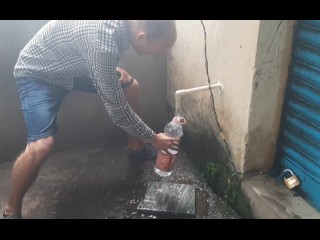 I bought 5 liters of water in India, Puttaparthi.