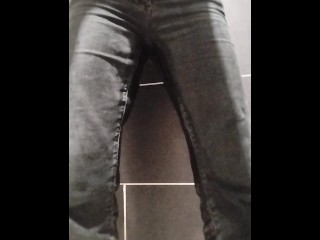 Wetting myself in black jeans