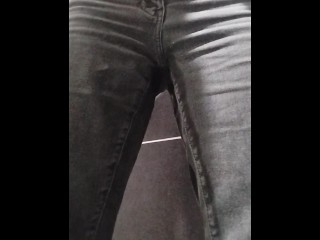 Wetting myself in black jeans