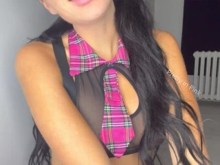 SCHOOL GIRL COMES HOME TO DRAIN BALLS, DEEP THROAT COCKS, AND DRINK CUM