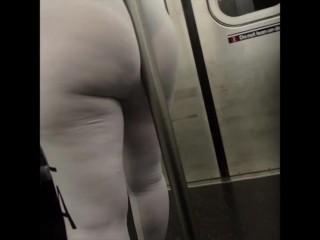 Stepsister in white leggings teasing on train